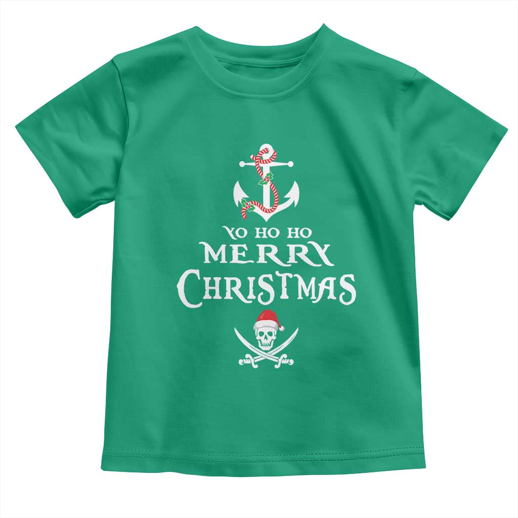 Funny Christmas Pirate Toddler T Shirt Yo Ho Ho Merry Christmas Anchor Santa Skull