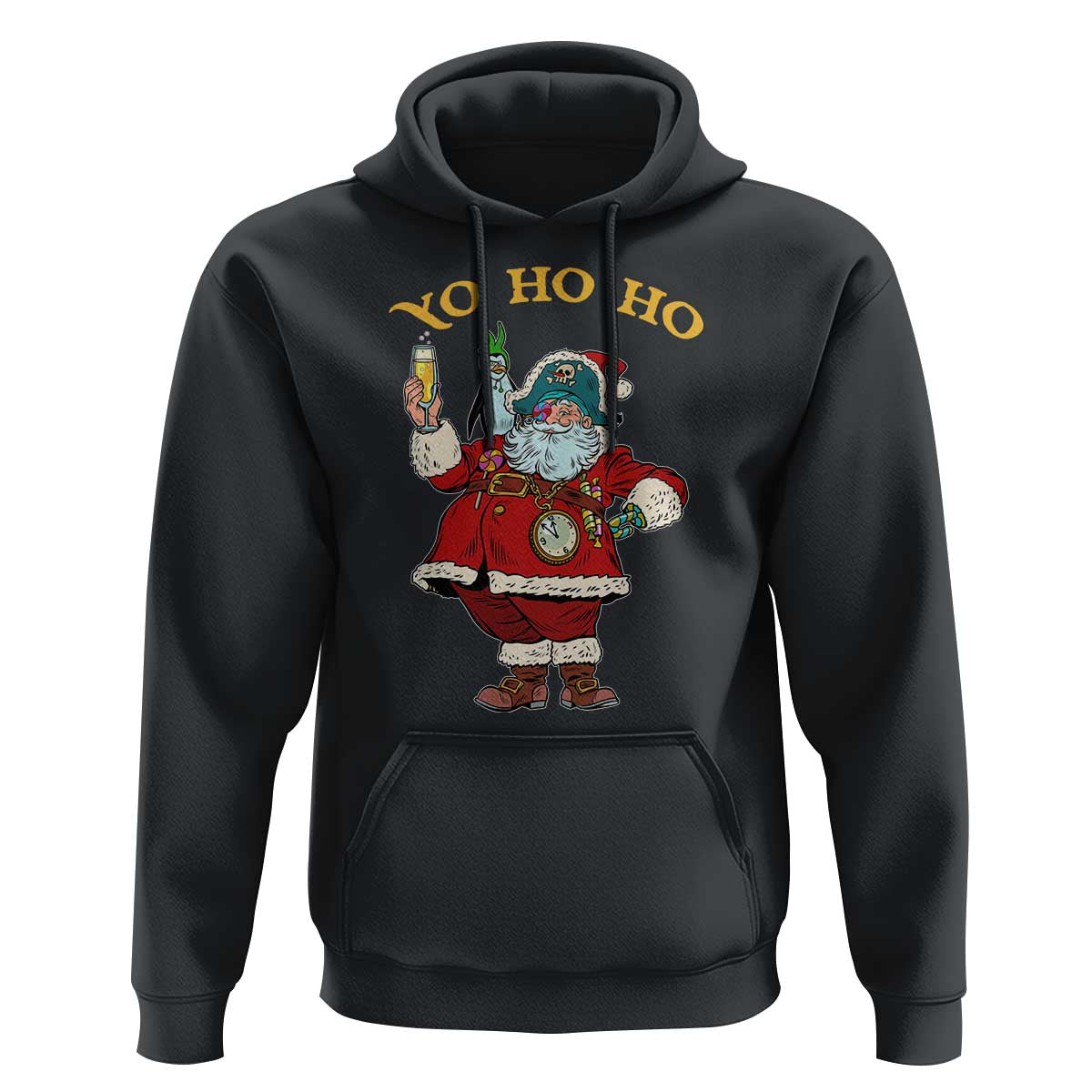 Funny Christmas Pirate Santa Hoodie Yo Ho Ho Holiday Xmas Pirate