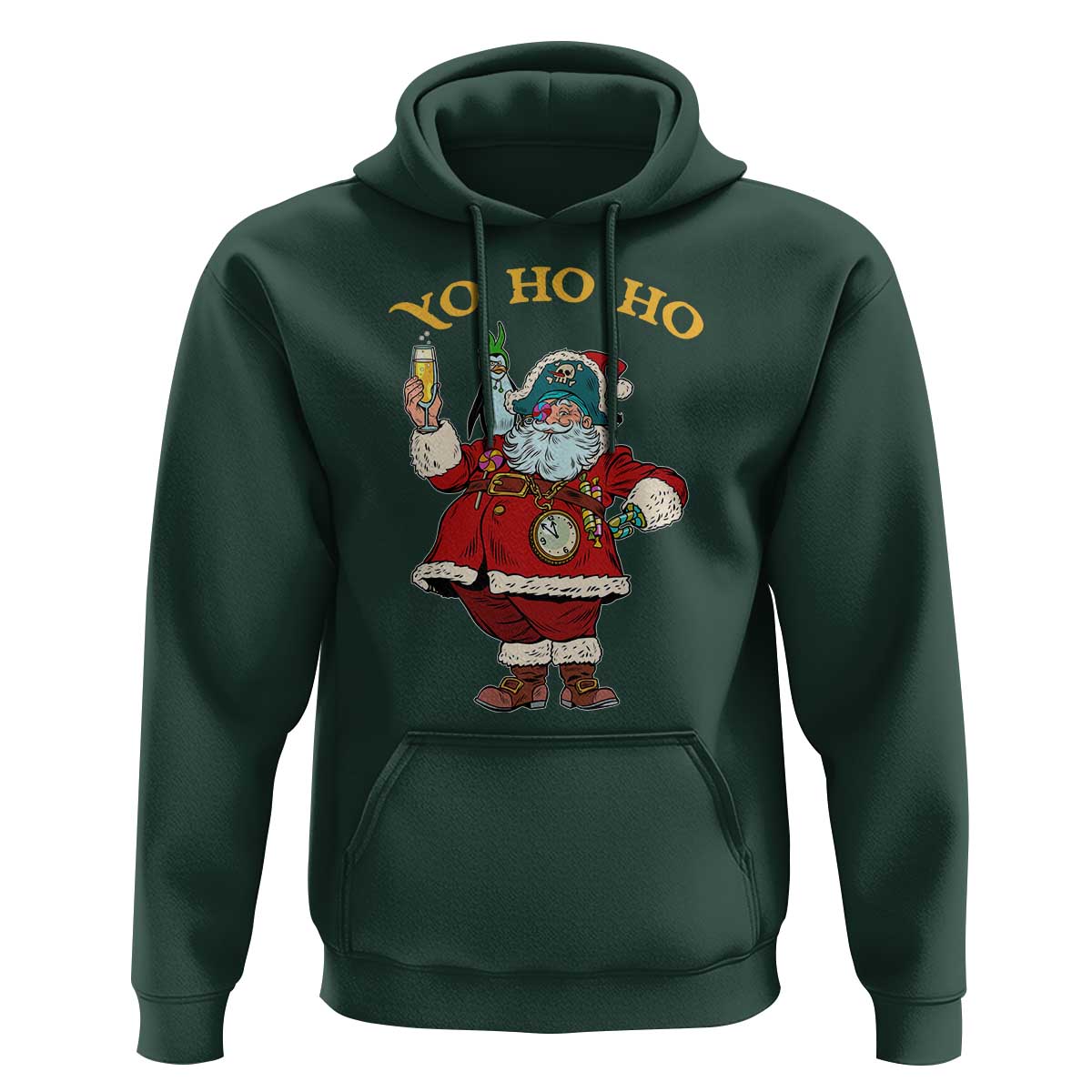 Funny Christmas Pirate Santa Hoodie Yo Ho Ho Holiday Xmas Pirate