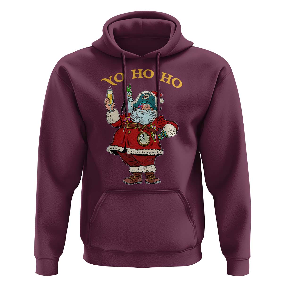 Funny Christmas Pirate Santa Hoodie Yo Ho Ho Holiday Xmas Pirate