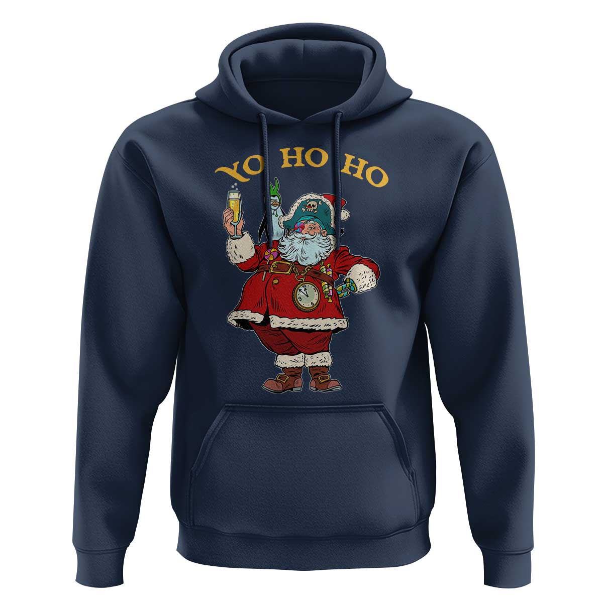 Funny Christmas Pirate Santa Hoodie Yo Ho Ho Holiday Xmas Pirate