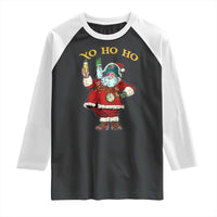 Funny Christmas Pirate Santa Raglan Shirt Yo Ho Ho Holiday Xmas Pirate - Wonder Print Shop