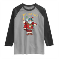 Funny Christmas Pirate Santa Raglan Shirt Yo Ho Ho Holiday Xmas Pirate - Wonder Print Shop