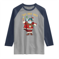 Funny Christmas Pirate Santa Raglan Shirt Yo Ho Ho Holiday Xmas Pirate - Wonder Print Shop