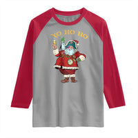 Funny Christmas Pirate Santa Raglan Shirt Yo Ho Ho Holiday Xmas Pirate - Wonder Print Shop