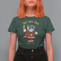 Funny Christmas Pirate Santa T Shirt For Women Yo Ho Ho Holiday Xmas Pirate - Wonder Print Shop