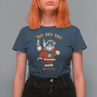 Funny Christmas Pirate Santa T Shirt For Women Yo Ho Ho Holiday Xmas Pirate - Wonder Print Shop