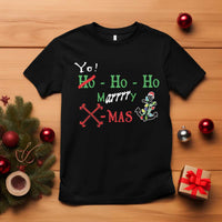 Funny Christmas Pirate T Shirt Yo Ho Ho Marrrrry X-Mas Anchor Santa Hat - Wonder Print Shop