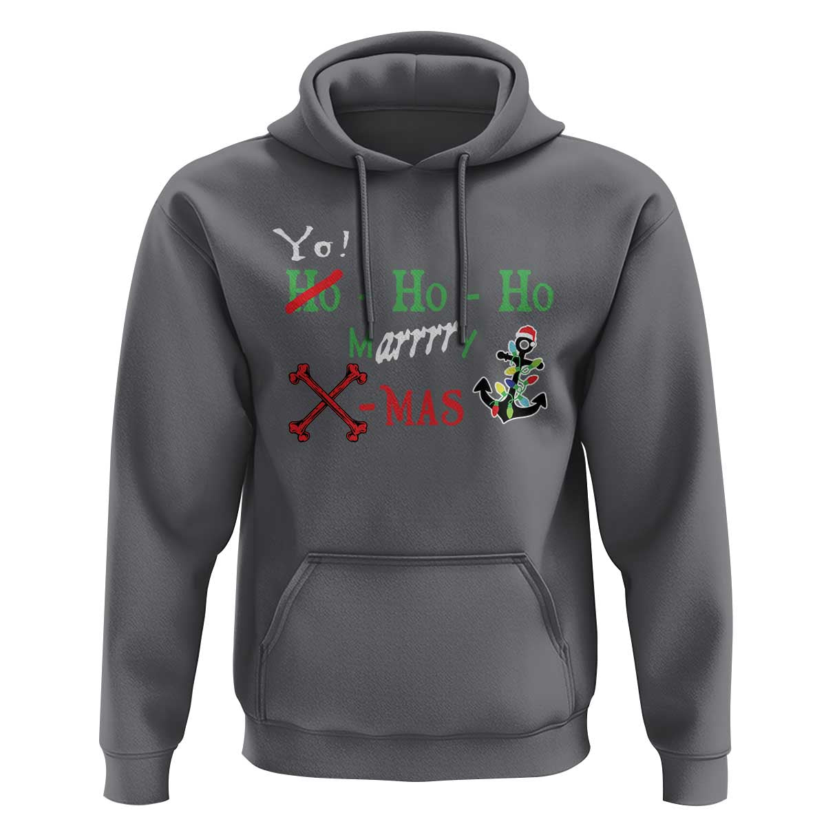 Funny Christmas Pirate Hoodie Yo Ho Ho Marrrrry X-Mas Anchor Santa Hat
