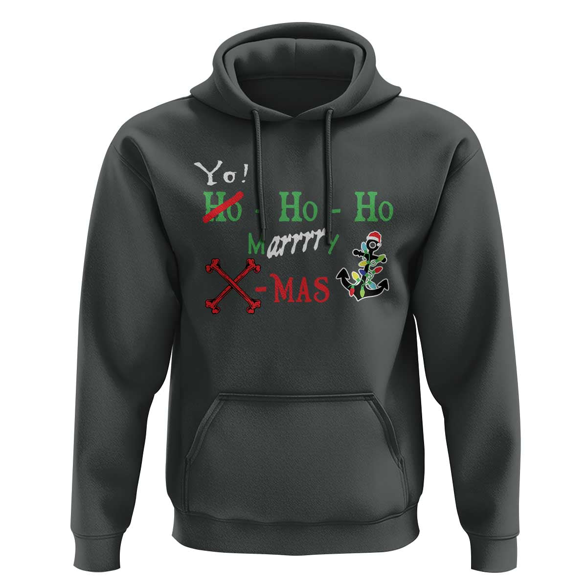 Funny Christmas Pirate Hoodie Yo Ho Ho Marrrrry X-Mas Anchor Santa Hat