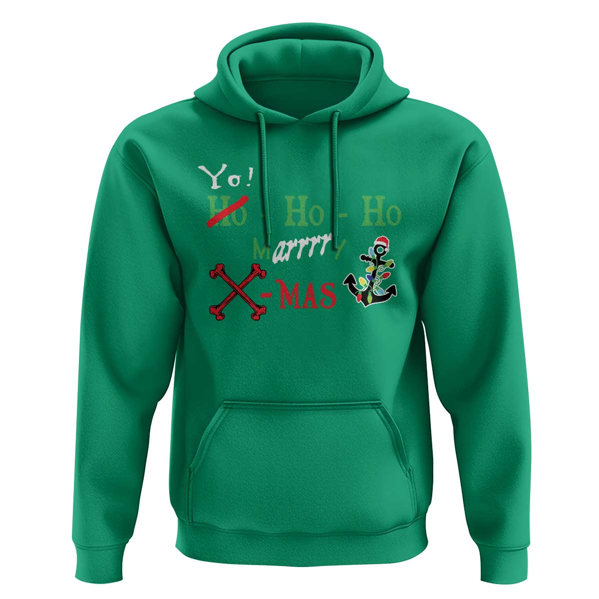Funny Christmas Pirate Hoodie Yo Ho Ho Marrrrry X-Mas Anchor Santa Hat