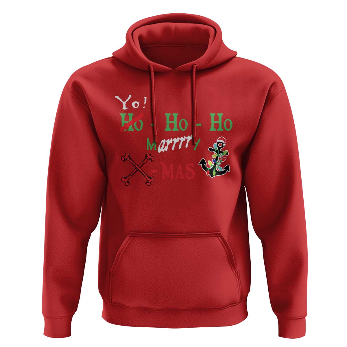 Funny Christmas Pirate Hoodie Yo Ho Ho Marrrrry X-Mas Anchor Santa Hat