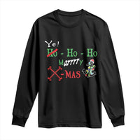 Funny Christmas Pirate Long Sleeve Shirt Yo Ho Ho Marrrrry X-Mas Anchor Santa Hat