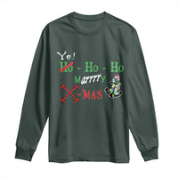Funny Christmas Pirate Long Sleeve Shirt Yo Ho Ho Marrrrry X-Mas Anchor Santa Hat
