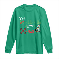 Funny Christmas Pirate Long Sleeve Shirt Yo Ho Ho Marrrrry X-Mas Anchor Santa Hat