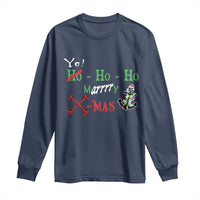 Funny Christmas Pirate Long Sleeve Shirt Yo Ho Ho Marrrrry X-Mas Anchor Santa Hat