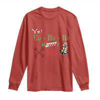 Funny Christmas Pirate Long Sleeve Shirt Yo Ho Ho Marrrrry X-Mas Anchor Santa Hat