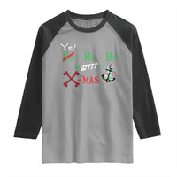 Funny Christmas Pirate Raglan Shirt Yo Ho Ho Marrrrry X-Mas Anchor Santa Hat - Wonder Print Shop