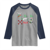 Funny Christmas Pirate Raglan Shirt Yo Ho Ho Marrrrry X-Mas Anchor Santa Hat - Wonder Print Shop