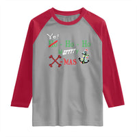 Funny Christmas Pirate Raglan Shirt Yo Ho Ho Marrrrry X-Mas Anchor Santa Hat - Wonder Print Shop