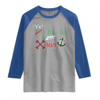 Funny Christmas Pirate Raglan Shirt Yo Ho Ho Marrrrry X-Mas Anchor Santa Hat - Wonder Print Shop