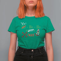 Funny Christmas Pirate T Shirt For Women Yo Ho Ho Marrrrry X-Mas Anchor Santa Hat - Wonder Print Shop