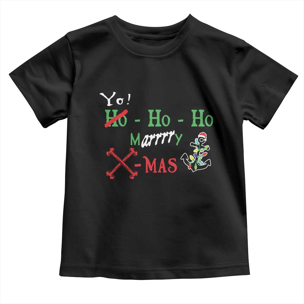 Funny Christmas Pirate Toddler T Shirt Yo Ho Ho Marrrrry X-Mas Anchor Santa Hat