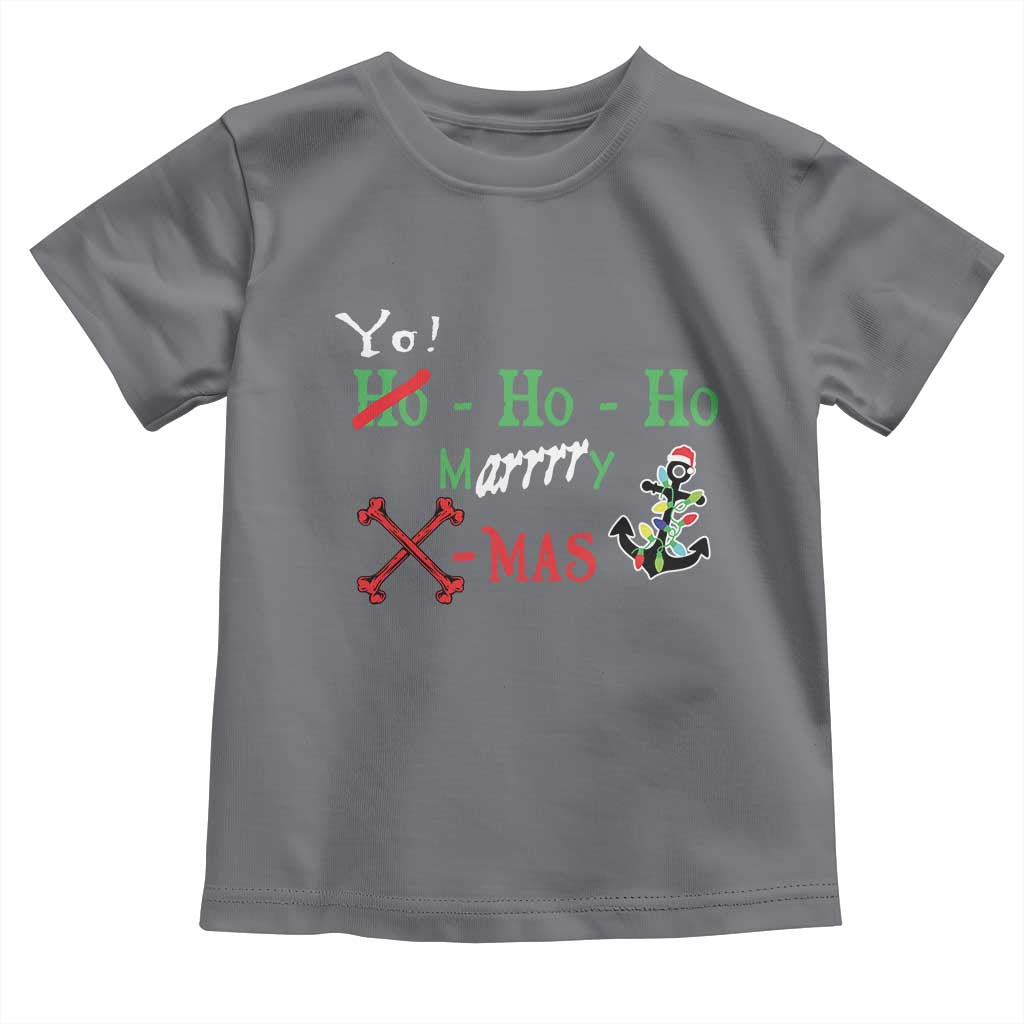 Funny Christmas Pirate Toddler T Shirt Yo Ho Ho Marrrrry X-Mas Anchor Santa Hat