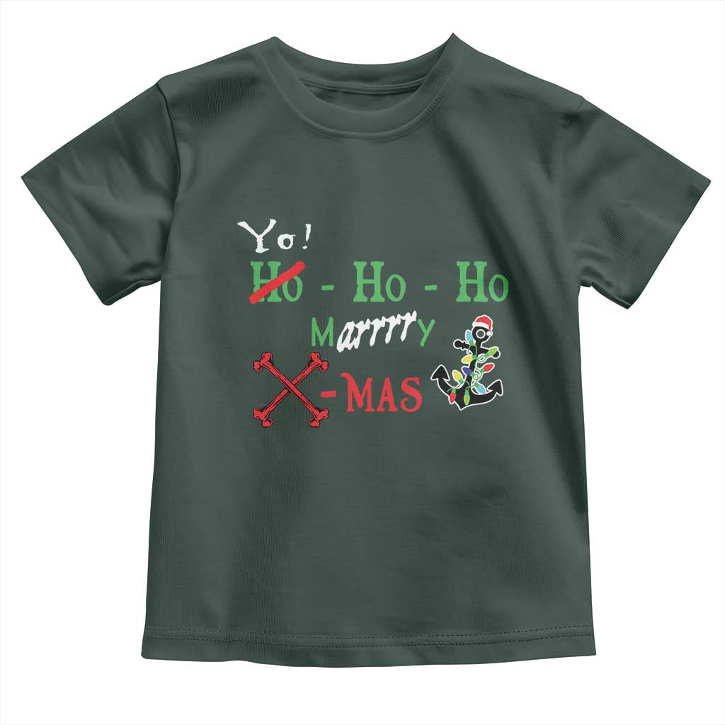 Funny Christmas Pirate Toddler T Shirt Yo Ho Ho Marrrrry X-Mas Anchor Santa Hat
