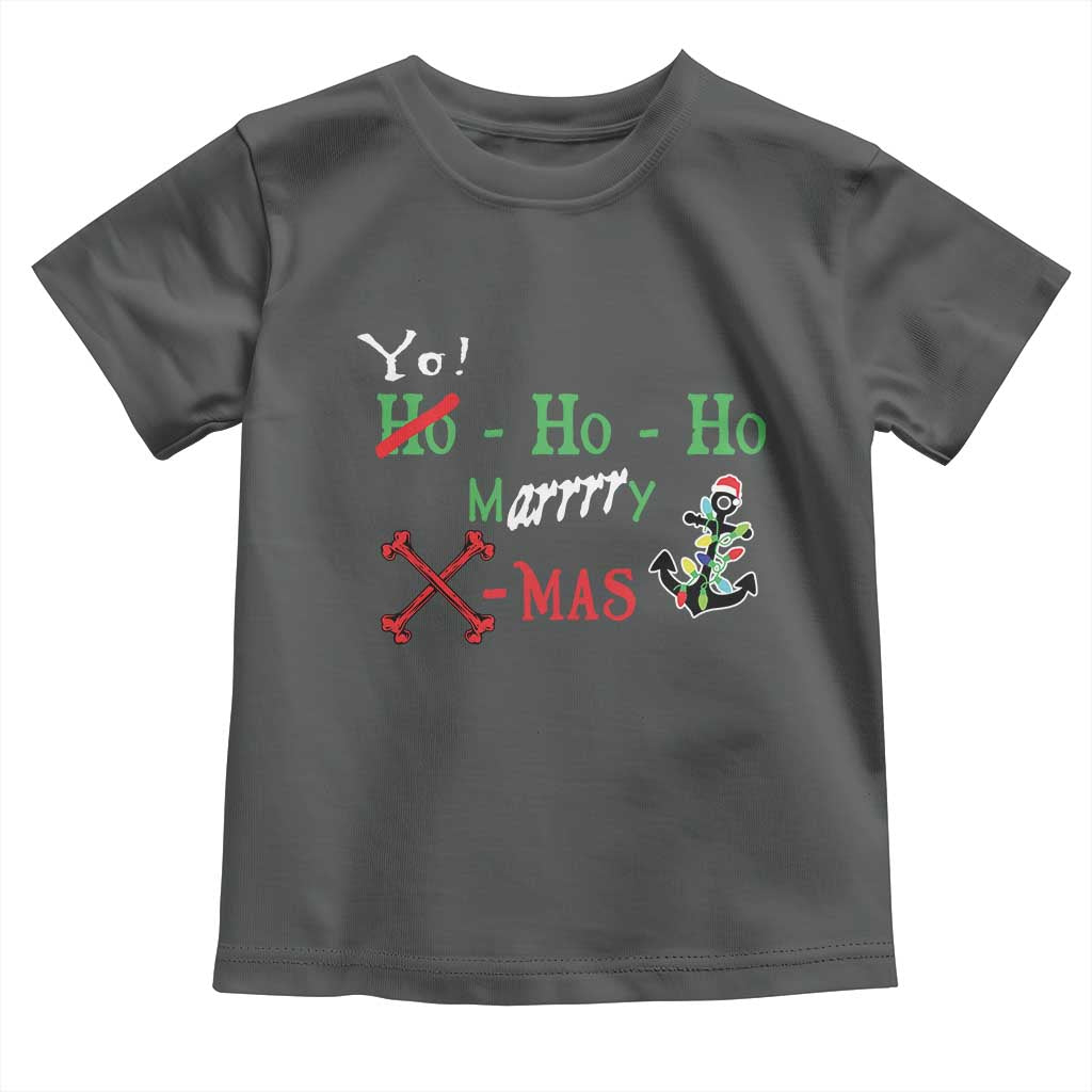 Funny Christmas Pirate Toddler T Shirt Yo Ho Ho Marrrrry X-Mas Anchor Santa Hat
