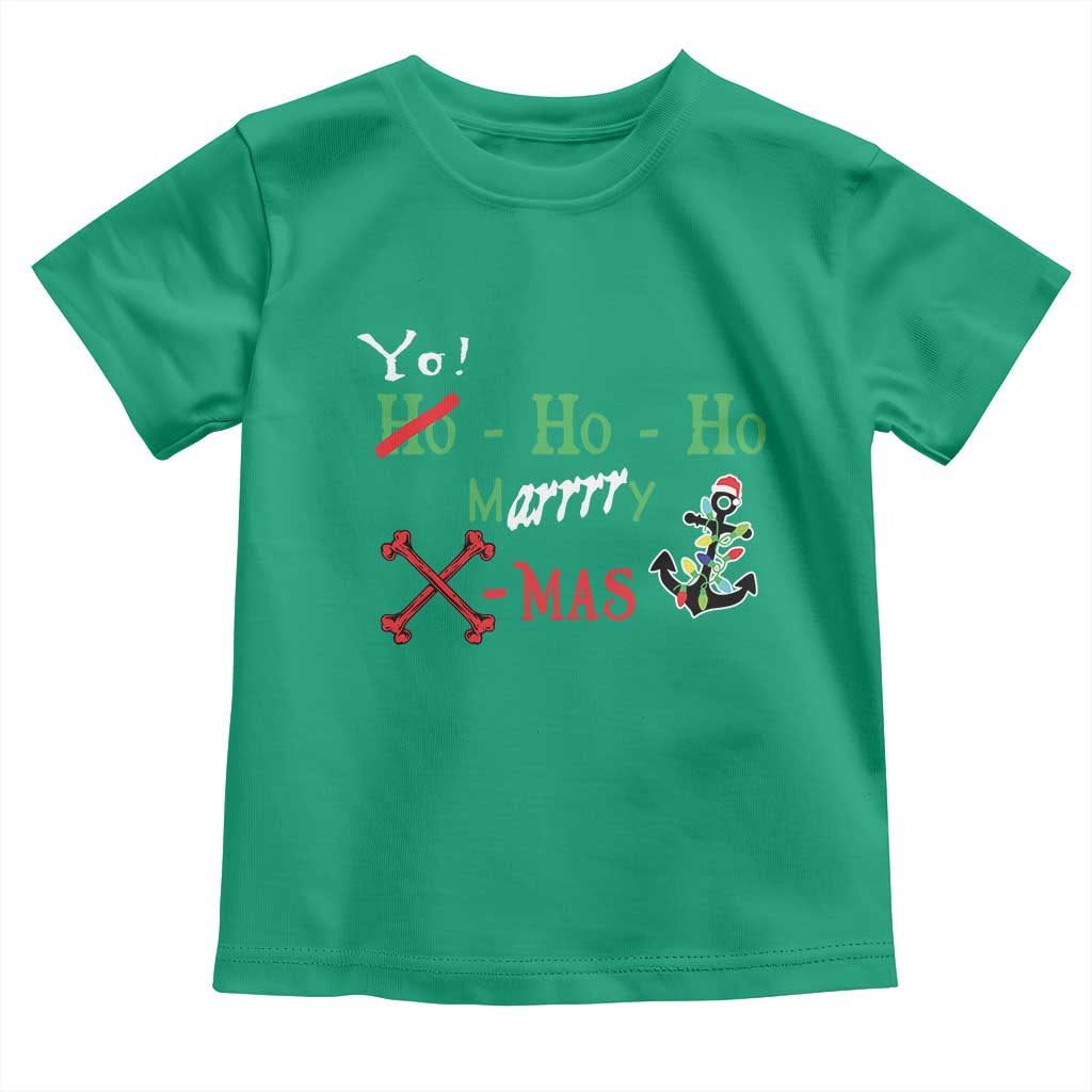 Funny Christmas Pirate Toddler T Shirt Yo Ho Ho Marrrrry X-Mas Anchor Santa Hat