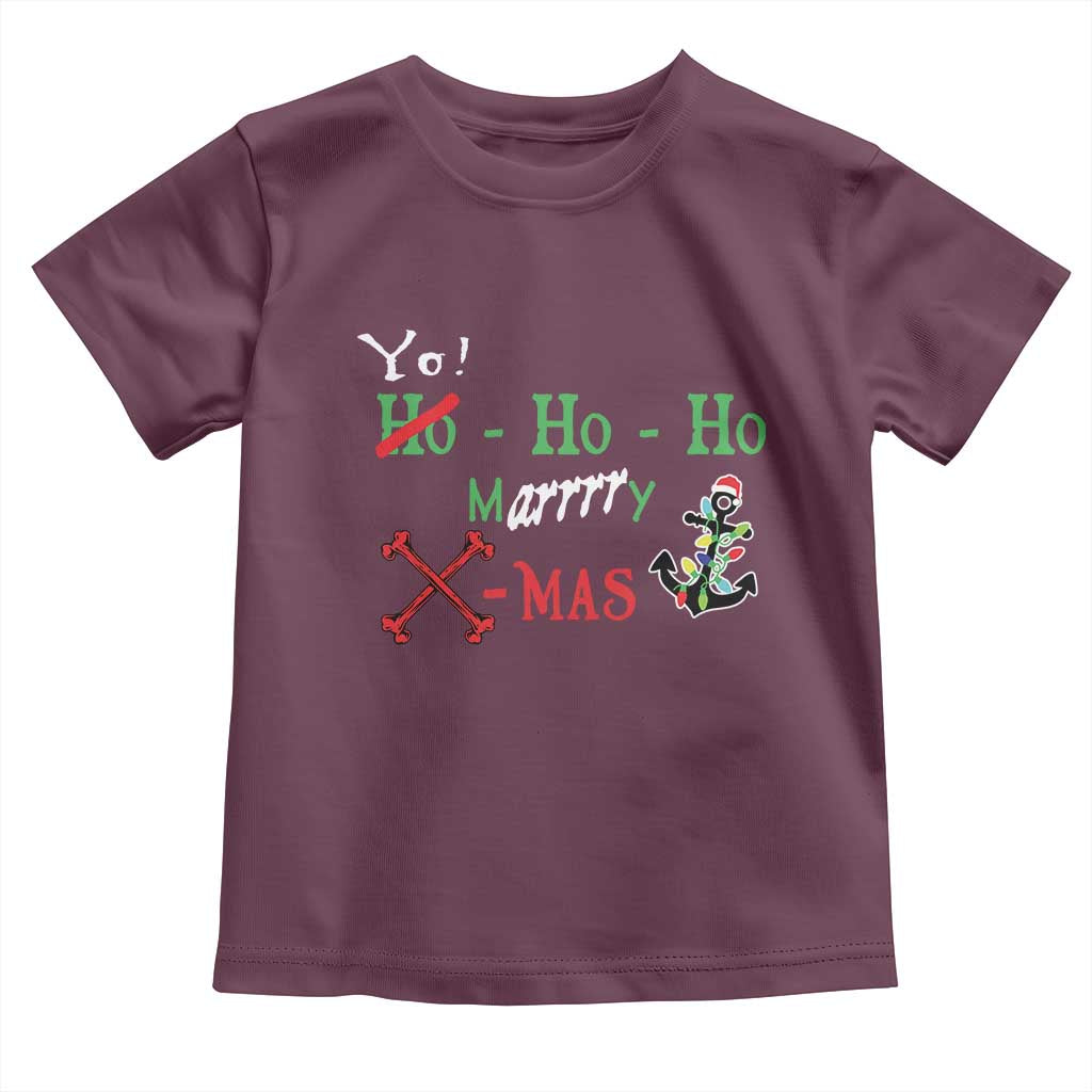 Funny Christmas Pirate Toddler T Shirt Yo Ho Ho Marrrrry X-Mas Anchor Santa Hat