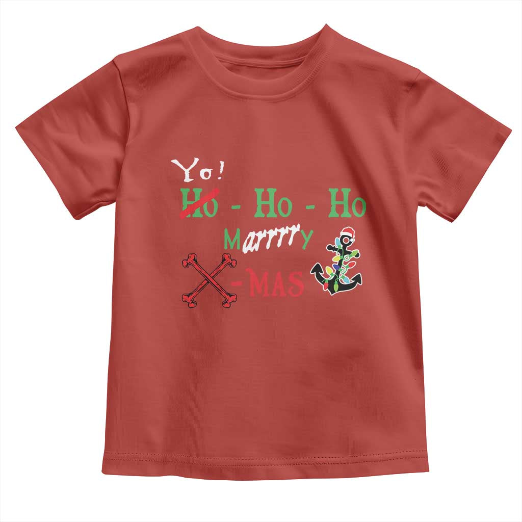 Funny Christmas Pirate Toddler T Shirt Yo Ho Ho Marrrrry X-Mas Anchor Santa Hat