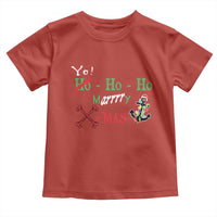 Funny Christmas Pirate Toddler T Shirt Yo Ho Ho Marrrrry X-Mas Anchor Santa Hat