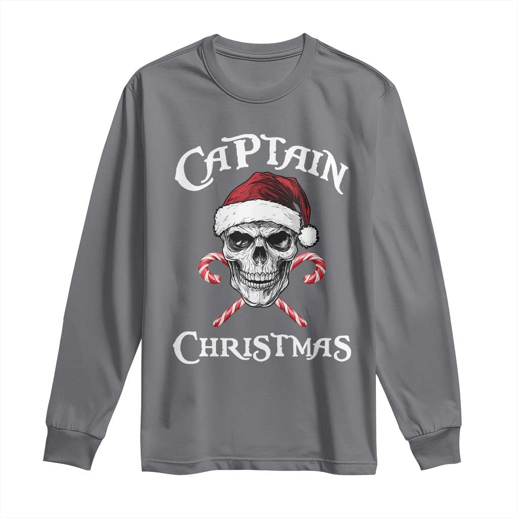 Funny Xmas Pirate Santa Long Sleeve Shirt Captain Christmas Skull Candy Canes