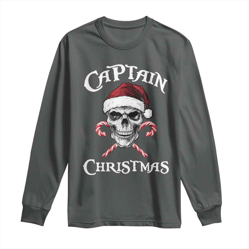 Funny Xmas Pirate Santa Long Sleeve Shirt Captain Christmas Skull Candy Canes