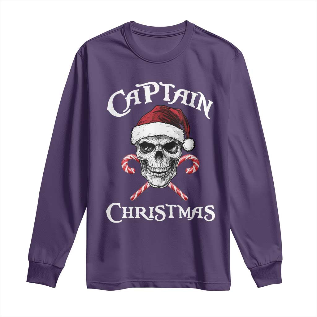 Funny Xmas Pirate Santa Long Sleeve Shirt Captain Christmas Skull Candy Canes