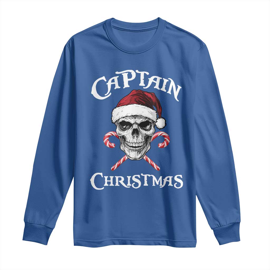 Funny Xmas Pirate Santa Long Sleeve Shirt Captain Christmas Skull Candy Canes