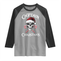 Funny Xmas Pirate Santa Raglan Shirt Captain Christmas Skull Candy Canes - Wonder Print Shop
