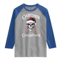Funny Xmas Pirate Santa Raglan Shirt Captain Christmas Skull Candy Canes - Wonder Print Shop