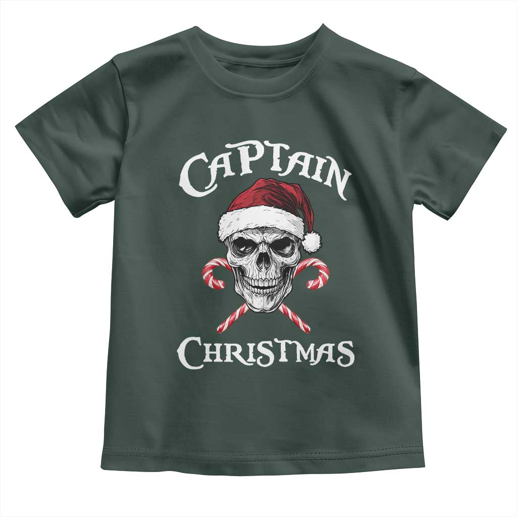 Funny Xmas Pirate Santa Toddler T Shirt Captain Christmas Skull Candy Canes