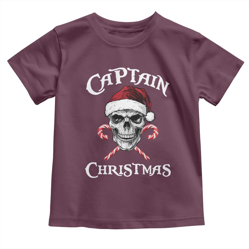 Funny Xmas Pirate Santa Toddler T Shirt Captain Christmas Skull Candy Canes