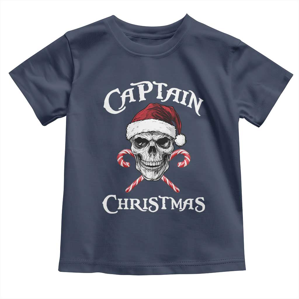 Funny Xmas Pirate Santa Toddler T Shirt Captain Christmas Skull Candy Canes
