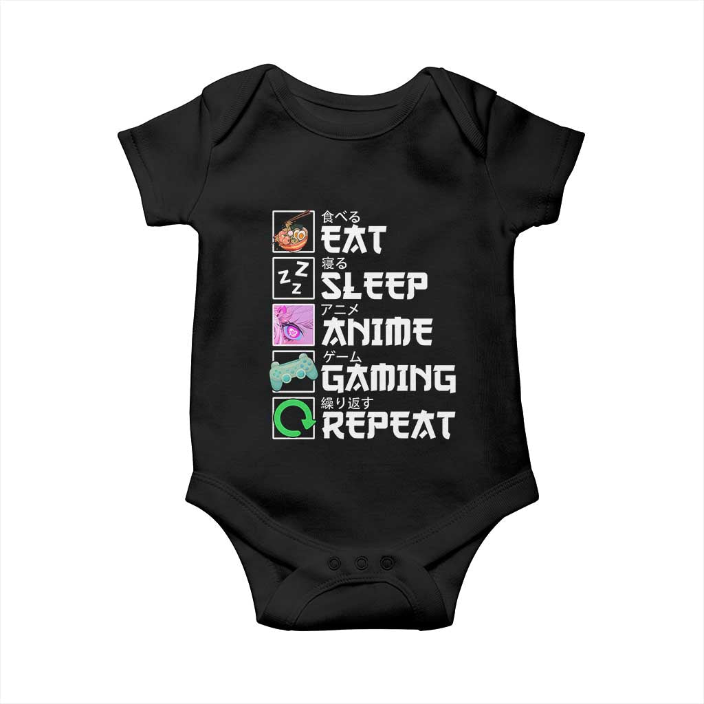 Eat Sleep Anime Gaming Repeat Baby Onesie Kawaii Otaku Anime Manga