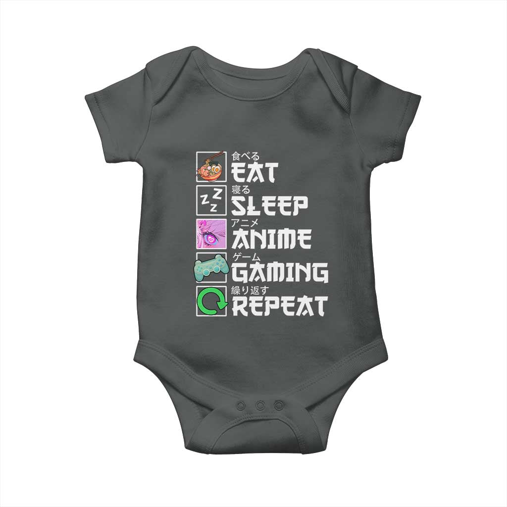 Eat Sleep Anime Gaming Repeat Baby Onesie Kawaii Otaku Anime Manga
