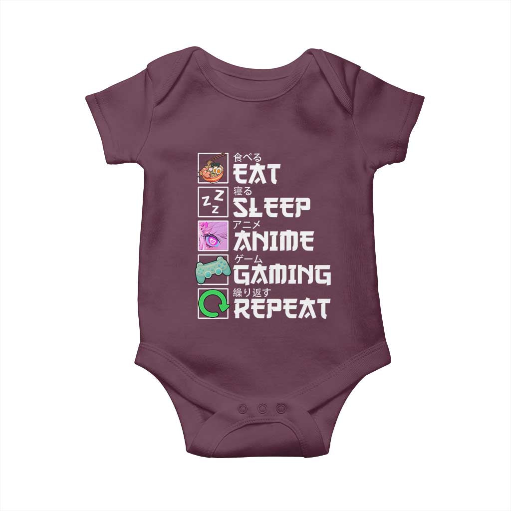 Eat Sleep Anime Gaming Repeat Baby Onesie Kawaii Otaku Anime Manga