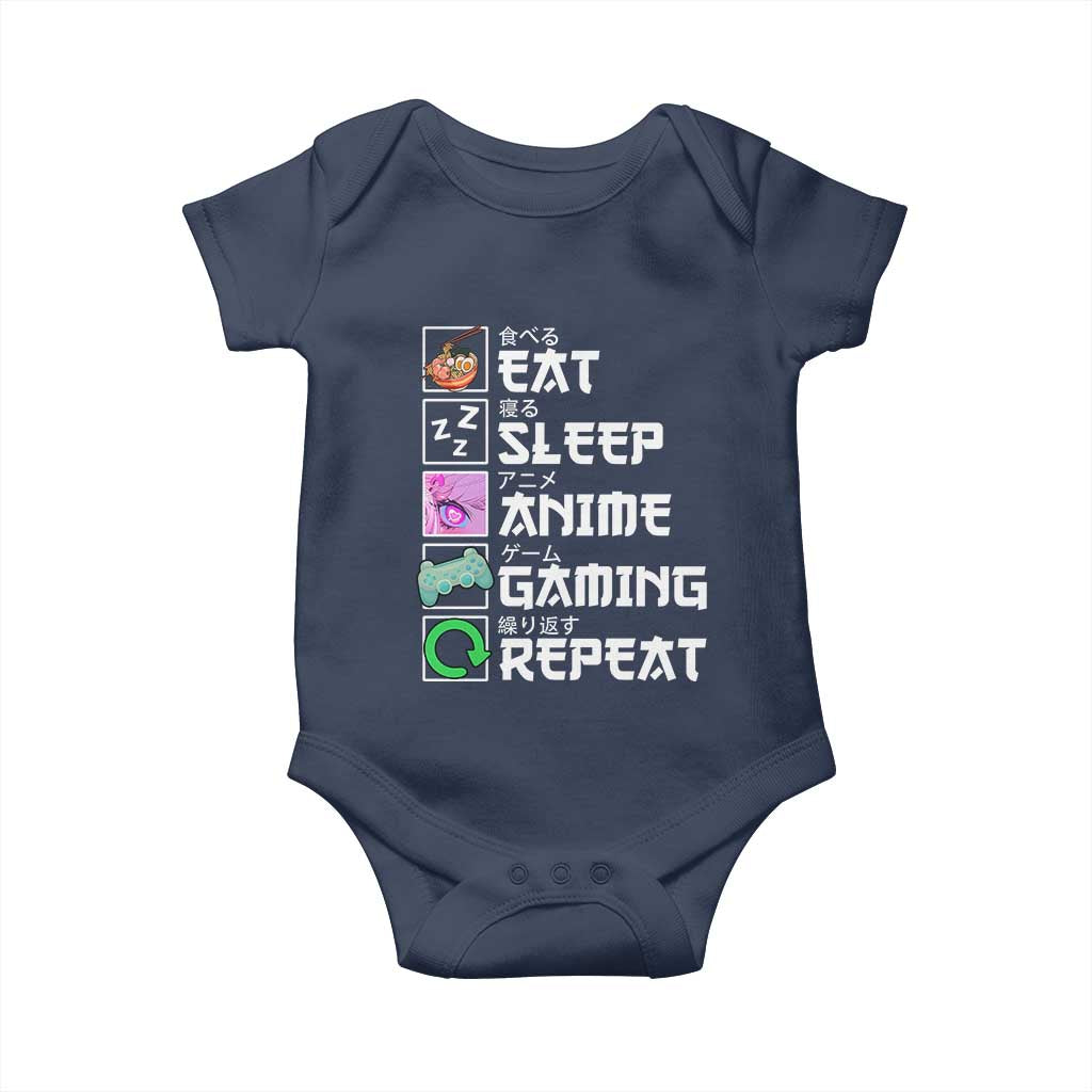 Eat Sleep Anime Gaming Repeat Baby Onesie Kawaii Otaku Anime Manga