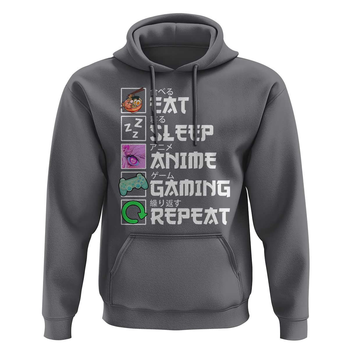 Eat Sleep Anime Gaming Repeat Hoodie Kawaii Otaku Anime Manga