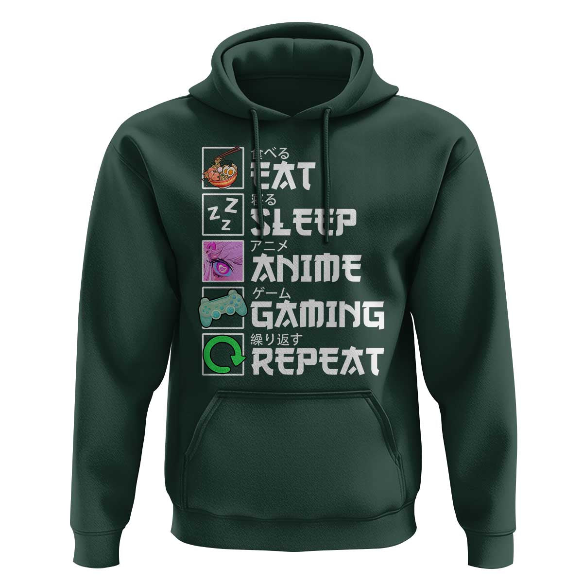 Eat Sleep Anime Gaming Repeat Hoodie Kawaii Otaku Anime Manga