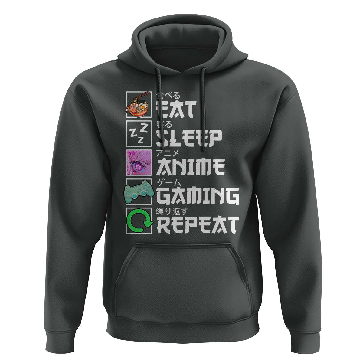 Eat Sleep Anime Gaming Repeat Hoodie Kawaii Otaku Anime Manga